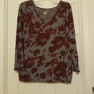 Lane Bryant, Long sleeve tee, gray, red, maroon